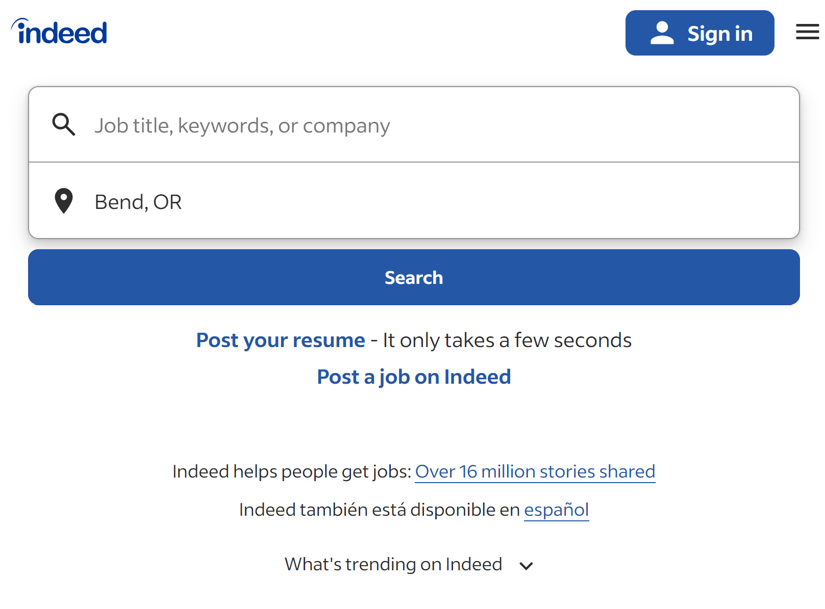 First Screenshot of Indeed